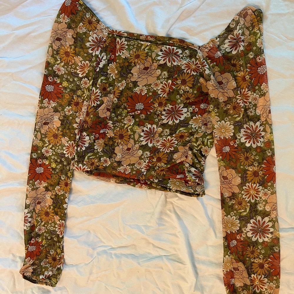 Floral mesh top